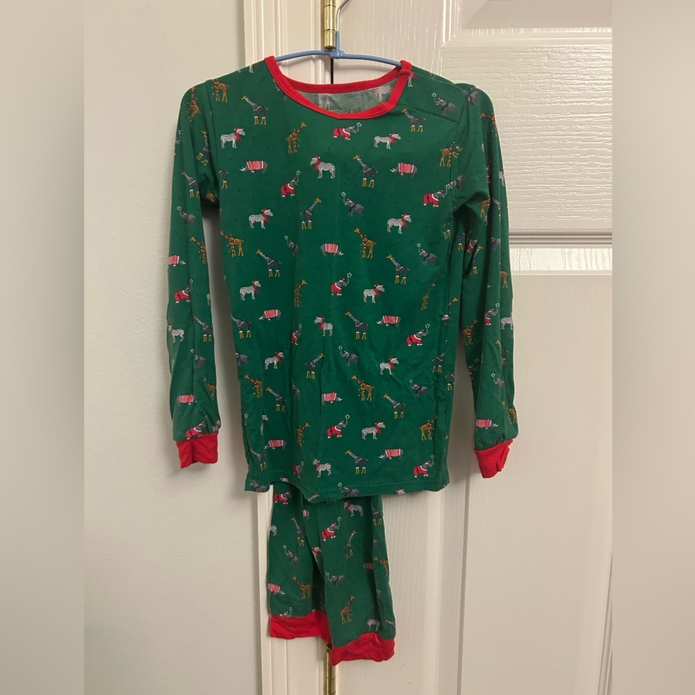 Magnetic Me Green Christmas Pajama Set with Animal Design